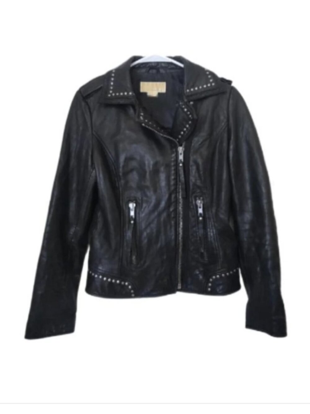 Michael Kors studded leather moto jacket S small EUC